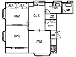 ジェントル優 3DKの間取図画像