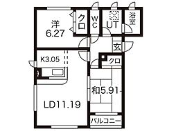 アヴニール 2LDKの間取図画像