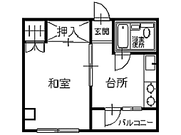 ヤマチュウビル 1Kの間取図画像
