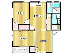 コーポきたのA 3DKの間取図画像