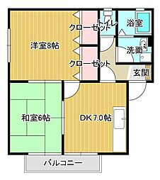 セジュール本浦 2DKの間取図画像