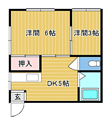大崎アパート 2DKの間取図画像