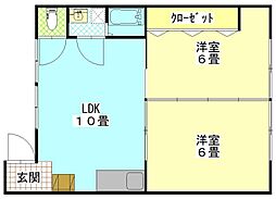 沖田ビル 2LDKの間取図画像