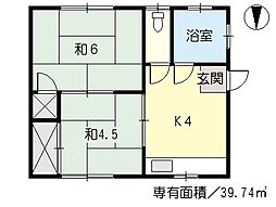 新宅アパートA 2Kの間取図画像