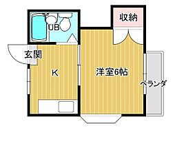 セプト平原 1Kの間取図画像