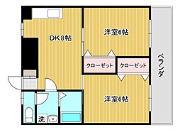 ロイヤル上祇園 2DKの間取図画像