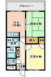エターナルドーンハイツ 2DKの間取図画像