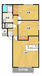 ホームタウン 2LDKの間取図画像