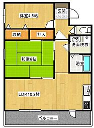 コーポ川原石 2LDKの間取図画像