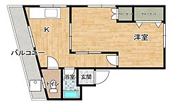 サカイアパート 1Kの間取図画像