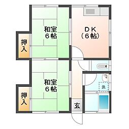 梶山アパート 2DKの間取図画像