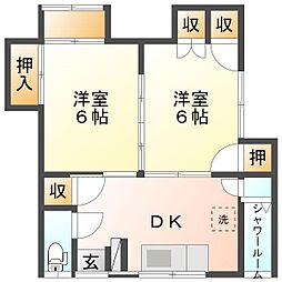 坂本アパート 2DKの間取図画像