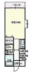 メゾングラシューズ 1Kの間取図画像