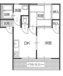 サンラインA 2DKの間取図画像