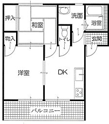 サンラインB 2DKの間取図画像