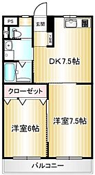 ベラカーサあつみ 2DKの間取図画像