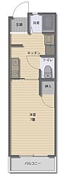サンシティカスミ 1Kの間取図画像