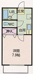 アヴァンツァーレ加茂 1Kの間取図画像