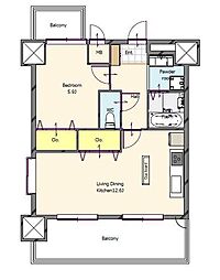 ダイアパレス東町 1LDKの間取図画像