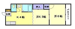 メゾンセンチュリー 2Kの間取図画像