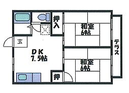 サンプレジール 2DKの間取図画像