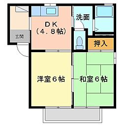 ポートシマダA 2DKの間取図画像