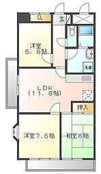 グランドール沖野上 3LDKの間取図画像