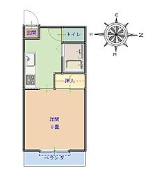 高屋Kハイツ 1Kの間取図画像