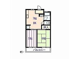 第5内海プレジデントマンション 2DKの間取図画像