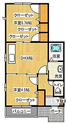 ディアス平原台 2DKの間取図画像