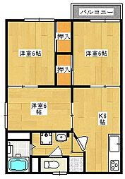 ハイツひまわり 3DKの間取図画像