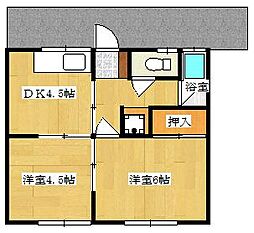 寺尾アパート 2DKの間取図画像