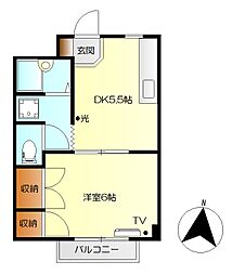 ANNEX・HIRO 1DKの間取図画像
