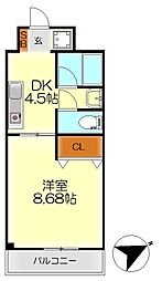 阿賀イレブンハイツ 1DKの間取図画像