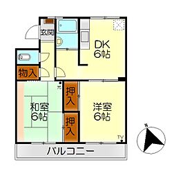ヨネダビル 2DKの間取図画像