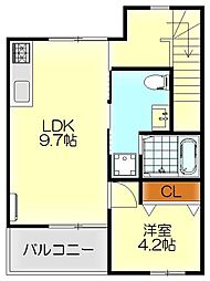 Prive広 1LDKの間取図画像