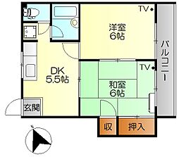第2橋本ビル 2DKの間取図画像
