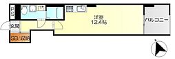 コーポ堺川 ワンルームの間取図画像