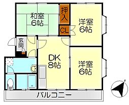 シーサイド晴海 3DKの間取図画像