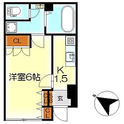 エスポワール本通 1Kの間取図画像
