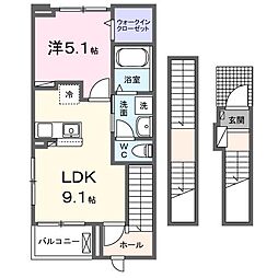 サンウォーム5 1LDKの間取図画像