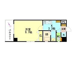 エルク中央 1Kの間取図画像