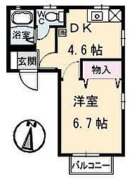 コーポ瀬戸見 1DKの間取図画像