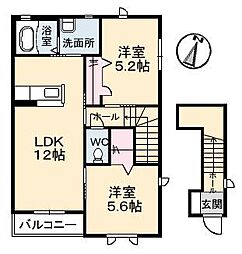 BearHillマチダ 2LDKの間取図画像