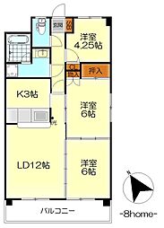 第3阿賀中央ハイツ 3LDKの間取図画像