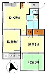 シュウエイビル2 3DKの間取図画像