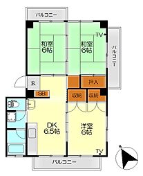 グリーンパークマンション 3DKの間取図画像