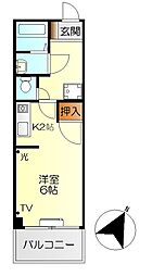 ライジング・スクエア 1Kの間取図画像