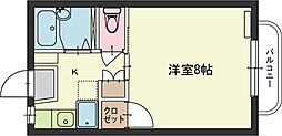 宮領ハイツウラヌスB 1Kの間取図画像