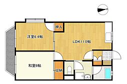 中央北ハイツ 2LDKの間取図画像